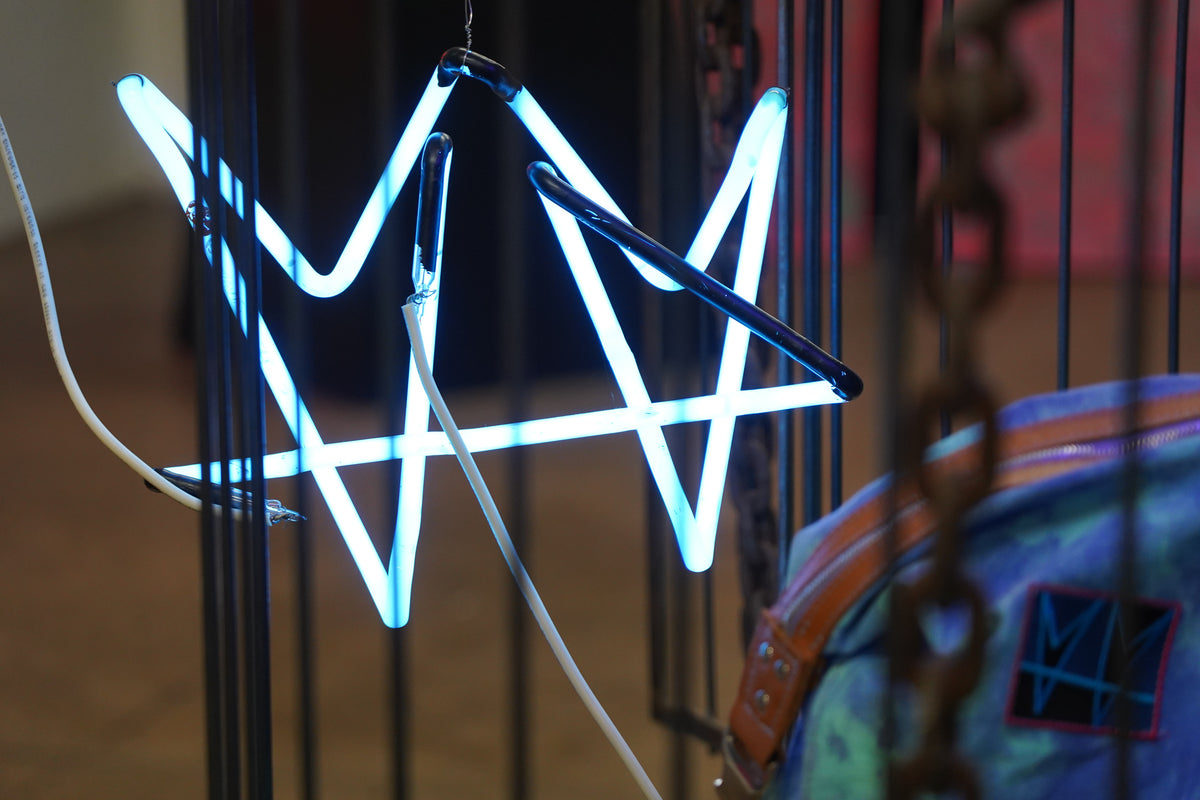 Blue neon crown tubing and wiring inside The Cage by not.travis
