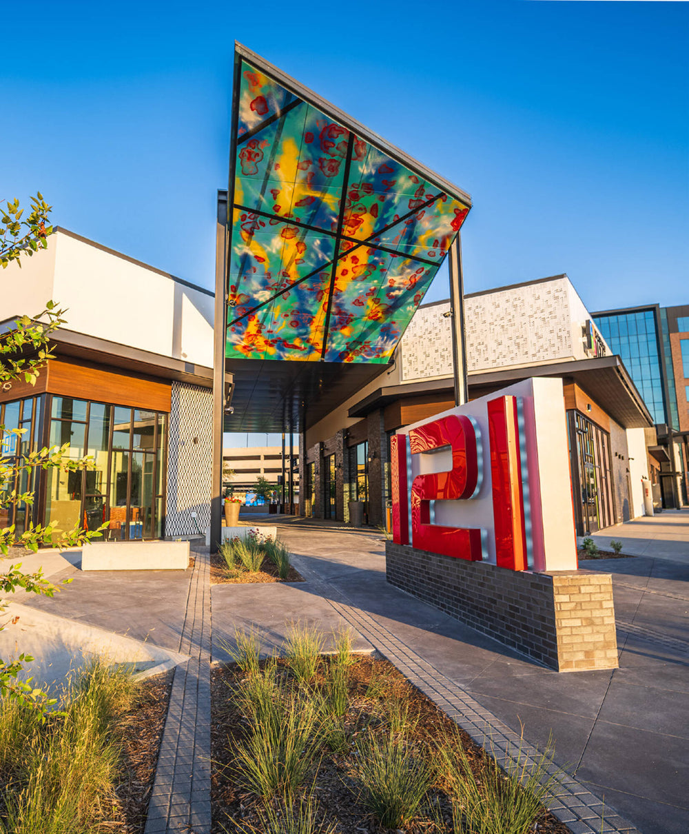 Painted overhead installation at District 121 by not.travis in McKinney, Texas